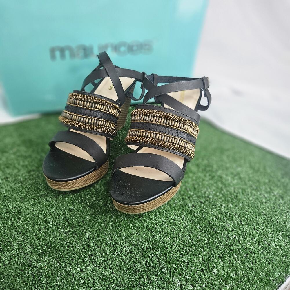 Maurice Mille beaded wedge womens size 8 GREAT CONDITION